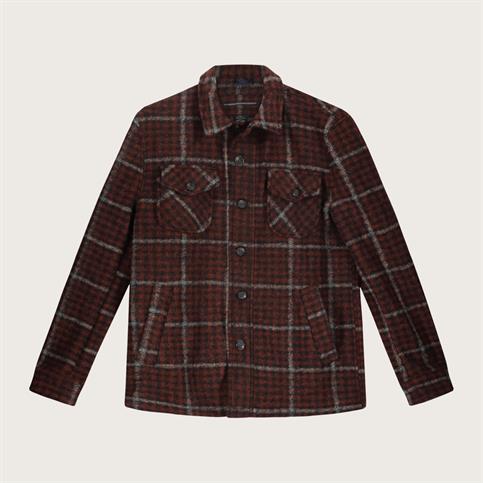 OVER SHIRT BOILED WOOL ORANGE CHECK