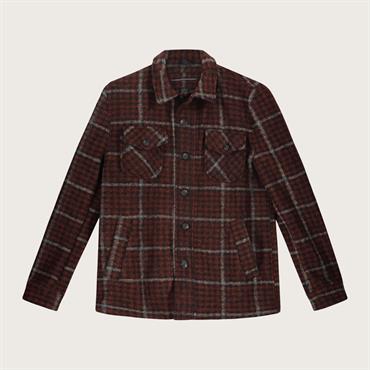 OVER SHIRT BOILED WOOL ORANGE CHECK