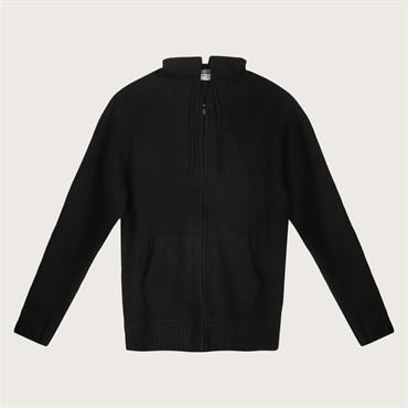 HOODIE ZIP 62%ACRY/30%NYL/6%WOOL/2%SPAND.BLACK