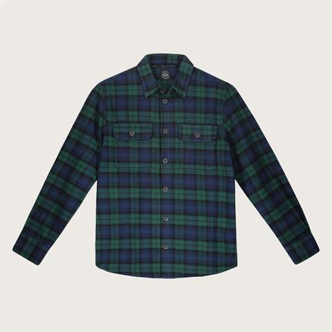 OVER SHIRT L/S FLANNEL G/WASH GREEN CHECK