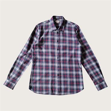 FRENCH COLLAR L/S FLANNEL G/WASH NAVY CHECK