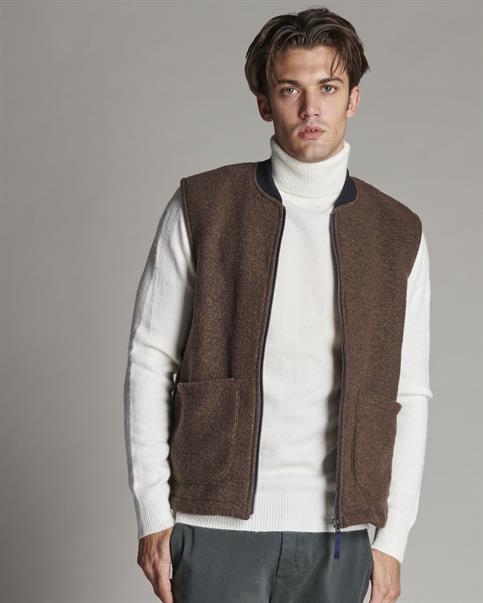 GILET BOILED WOOL DK.MUD