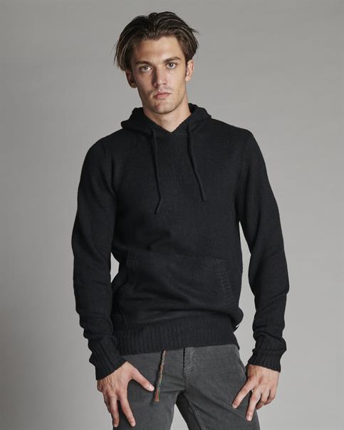 HOODIE 62%ACRY/30%NYL/6%WOOL/2%SPAND.  BLACK