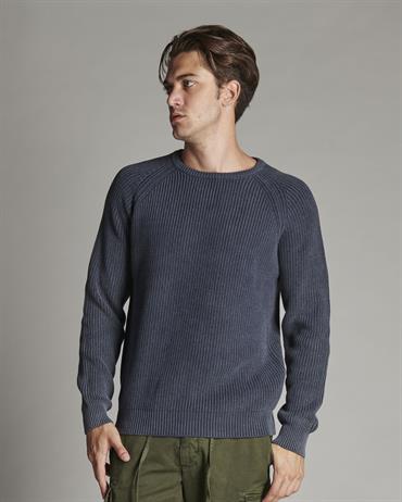 ROUND NECK 100%CTN STONE WASH NAVY