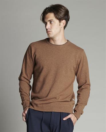 ROUND NECK 80%WOOL/20%NYLON DK.BEIGE