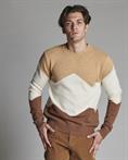 ROUND NECK 80%WOOL/20%NYLON BEIGE STRIPE