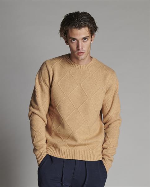 ROUND NECK 80%WOOL/20%NYLON CAMEL