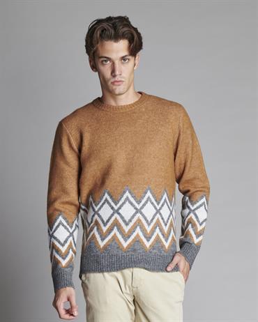 ROUND NECK 54%POLY/38%ACRY/5%WOOL/3%ELASTANE CAMEL