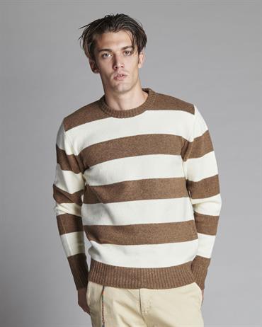 ROUND NECK 62%ACRY/30%NYL/6%WOOL/2%SPAND. BEIGE STRIPE