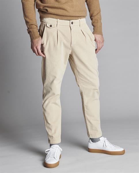 CHINO LONG CROPPED CORDUROY 1000 STRIPES G/D BEIGE