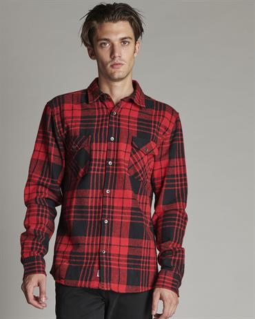 FRENCH COLLAR L/S FLANNEL SOFT WASH RED CHECK