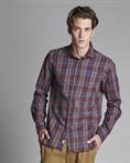 FRENCH COLLAR L/S COTTON SOFT WASH BORDEAUX CHECK