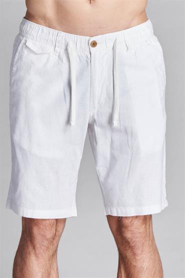 CHINO SHORT COMF. ELASTIC MIX LINEN G/D WHITE