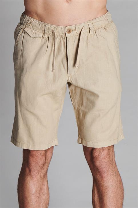 CHINO SHORT COMF. ELASTIC MIX LINEN G/D DESERT