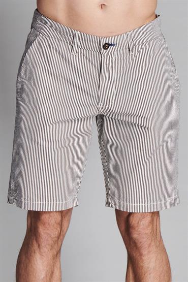 CHINO SHORT COMF. COTTON SEERSUCKER Y/D BROWN STRIPE