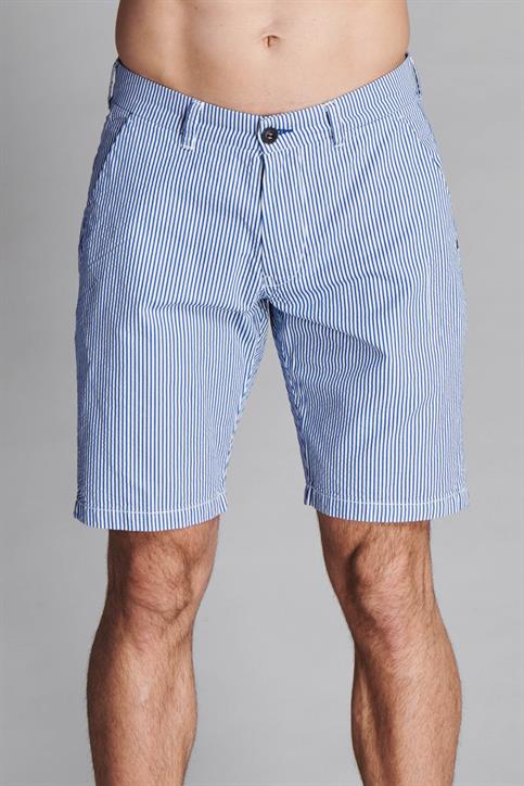 CHINO SHORT COMF. COTTON SEERSUCKER Y/D LT.BLUE STRIPE