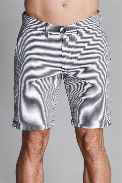 CHINO SHORT COMF. COTTON SEERSUCKER Y/D NAVY STRIPE