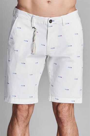 CHINO SHORT COMF. TWILL STRETCH FISH G/D WHITE