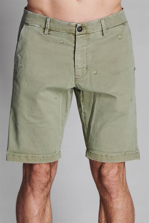 CHINO SHORT COMF.TWILL STRETCH G/D ALL.EMBROIDERY MIL.GR