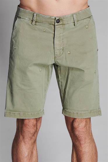 CHINO SHORT COMF.TWILL STRETCH G/D ALL.EMBROIDERY MIL.GR