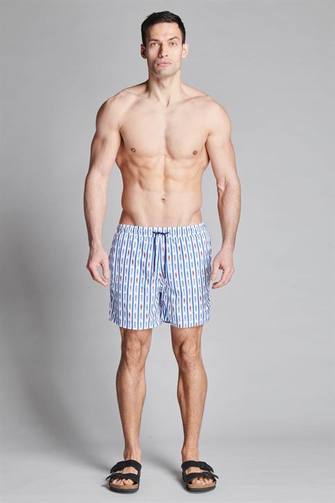 SWIMMING TRUNKS POLY.ALLOVER RAINBOW WHITE