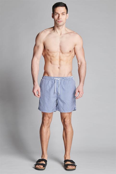 SWIMMING TRUNKS POLY.ALLOVER STRIPE NAVY STRIPE