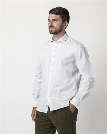 FRENCH COLLAR L/S TWILL STRETCH G/D WHITE