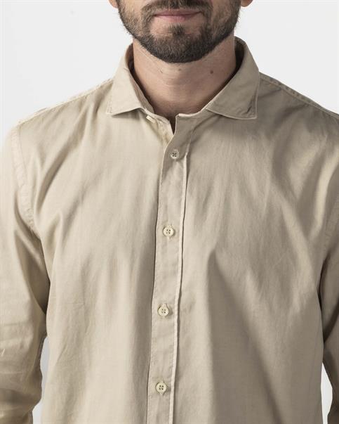 FRENCH COLLAR L/S TWILL STRETCH G/D SAND