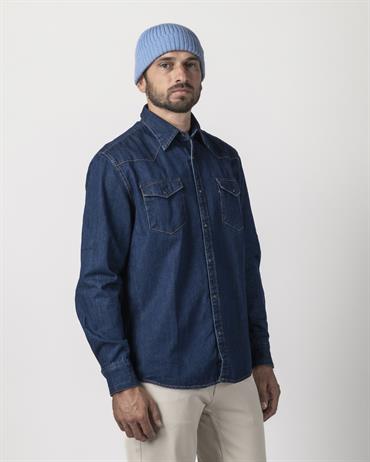 ITALIAN COLLAR WESTERN L/S DENIM BLUE