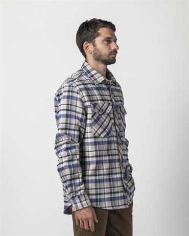 ITALIAN COLLAR L/S FLANNEL BEIGE CHECK