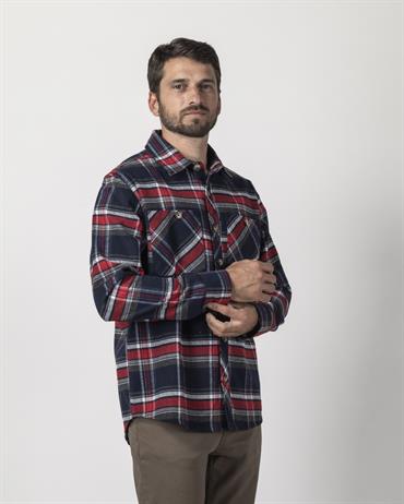 ITALIAN COLLAR L/S FLANNEL NAVY CHECK