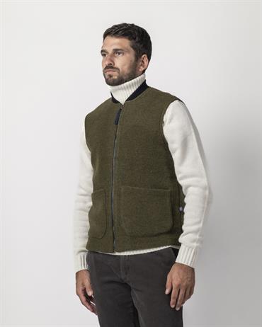 GILET BOILED WOOL MIL.GREEN