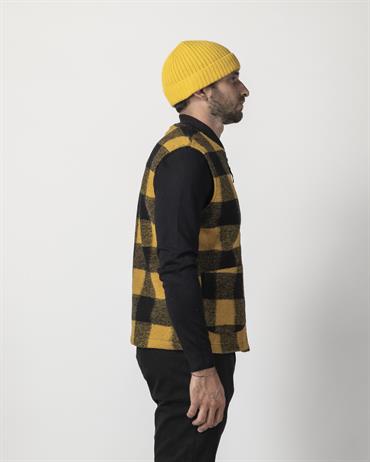 GILET BOILED WOOL YELLOW CHECK