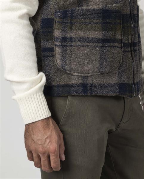 GILET BOILED WOOL BEIGE CHECK