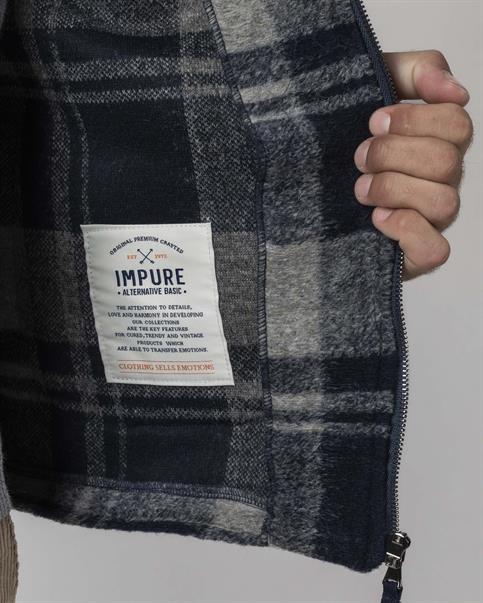 GILET BOILED WOOL NAVY CHECK