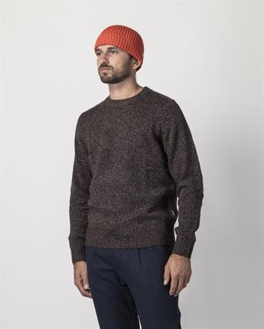 ROUND NECK 70%WOOL/25%NYL/5%ALTRO BROWN