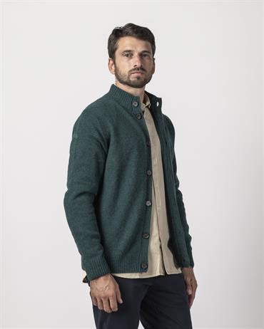 CARDIGAN BTN 80%WOOL/20%NYLON DK.GREEN