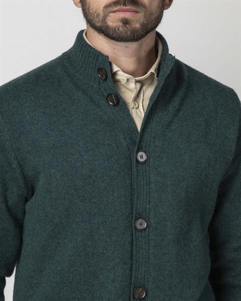 CARDIGAN BTN 80%WOOL/20%NYLON DK.GREEN