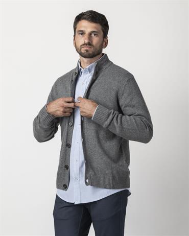 CARDIGAN BTN 80%WOOL/20%NYLON GREY