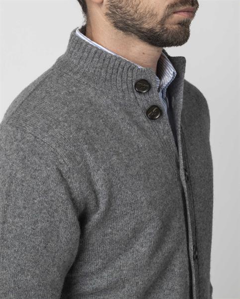 CARDIGAN BTN 80%WOOL/20%NYLON GREY