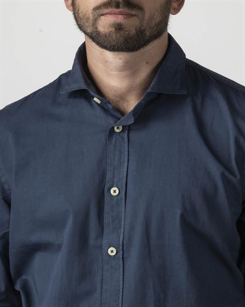 FRENCH COLLAR L/S TWILL STRETCH G/D INDIGO