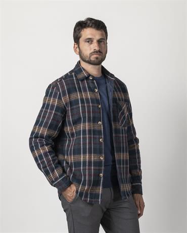 OVER SHIRT L/S FLANNEL NAVY CHECK