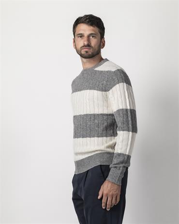 ROUND NECK 80%WOOL/20%NYLON GREY STRIPE