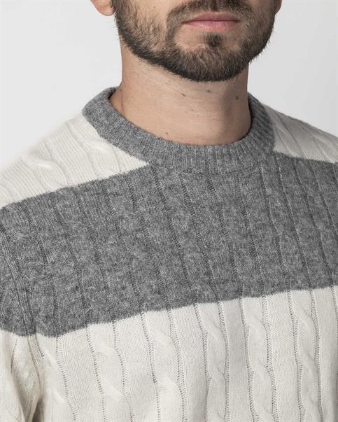 ROUND NECK 80%WOOL/20%NYLON GREY STRIPE