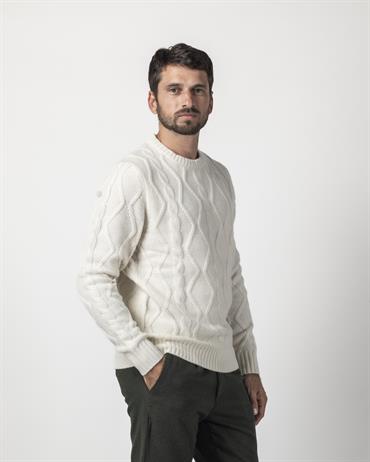 ROUND NECK 80%WOOL/20%NYLON OFF WHITE