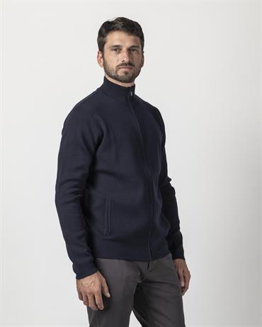 CARDIGAN ZIP 30%WOOL/18%VISC/17%POLY/17%NYL/18%ACRY NAVY