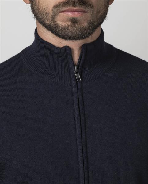 CARDIGAN ZIP 30%WOOL/18%VISC/17%POLY/17%NYL/18%ACRY NAVY