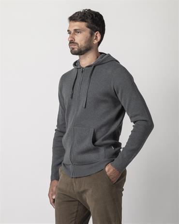 HOODIE ZIP 30%WOOL/18%VISC/17%POLY/17%NYL/18%ACRY GREY