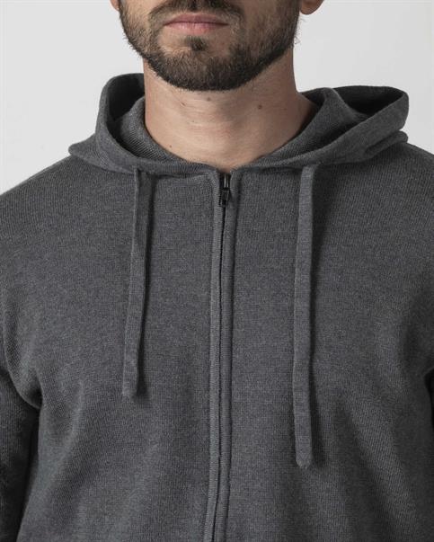 HOODIE ZIP 30%WOOL/18%VISC/17%POLY/17%NYL/18%ACRY GREY