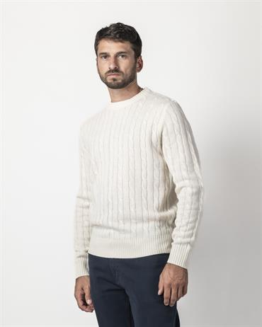 ROUND NECK 80%WOOL/20%NYLON OFF WHITE